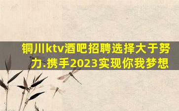 铜川ktv酒吧招聘选择大于努力.携手2023实现你我梦想